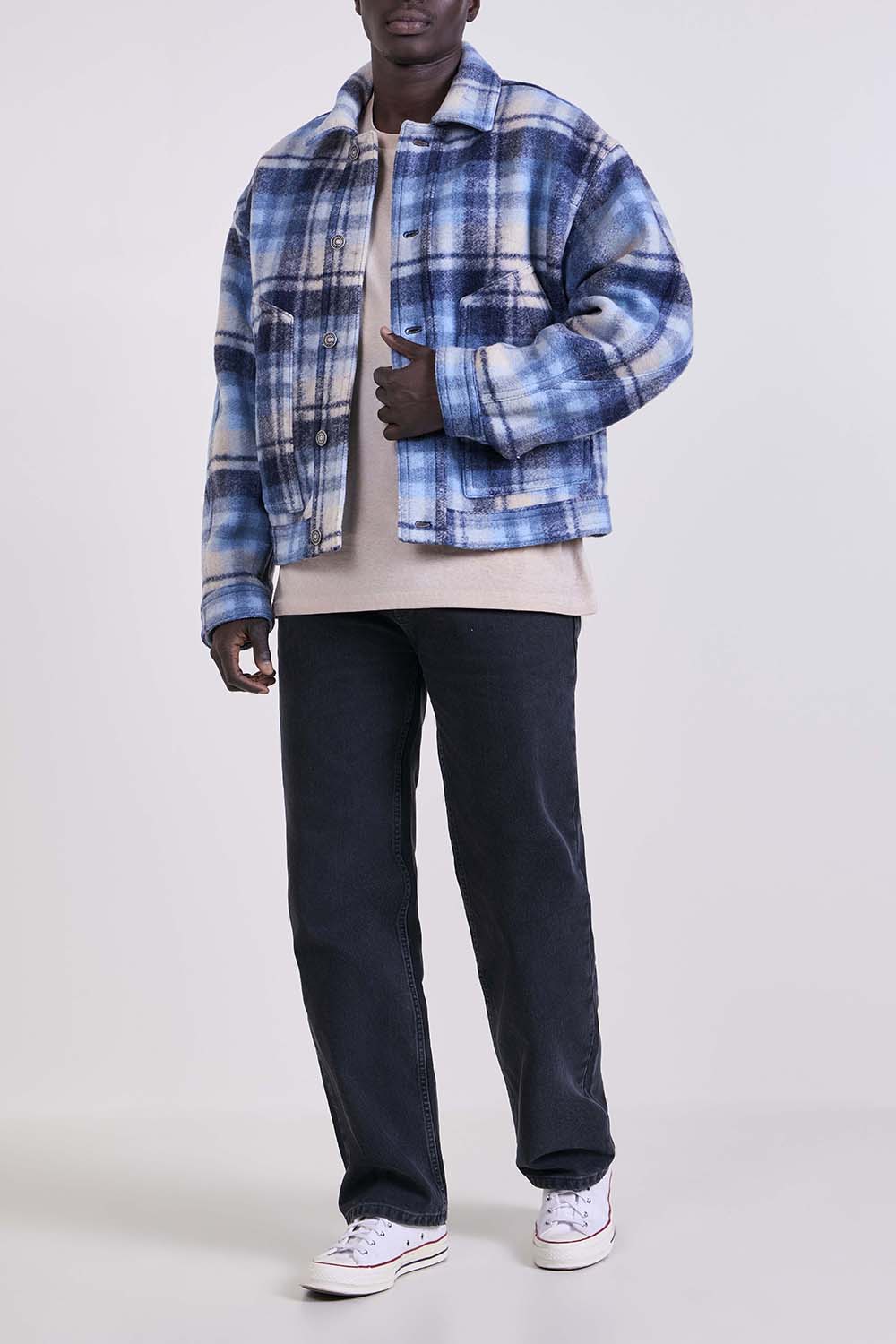 ז'קט משבצות בריפוד קל